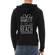 Load image into Gallery viewer, Namaste At The Beach Unisex Full Zip Hoodie - black