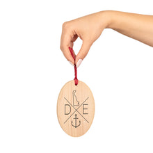 Load image into Gallery viewer, Delaware Compass Wooden Ornaments (Magnetic Back and Red Ribbon)