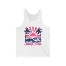 Load image into Gallery viewer, Salty Soul Beach Tank Top – Retro Sunset Palm Graphic Tank