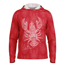Load image into Gallery viewer, Let’s Beach It Sea Life Collection Unisex Long Sleeve Performance Hoodie (Lobster)