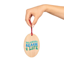 Load image into Gallery viewer, Delaware Beach 4 Life Wooden Ornaments (Magnetic Back and Red Ribbon)