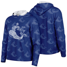 Load image into Gallery viewer, Let’s Beach It Sea Life Collection Unisex Long Sleeve Performance Hoodie (Whale)
