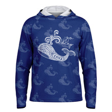 Load image into Gallery viewer, Let’s Beach It Sea Life Collection Unisex Long Sleeve Performance Hoodie (Whale)