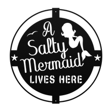 Load image into Gallery viewer, A_Salty_Mermaid_Metal_Sign_Black_Transparent_Mockup.png