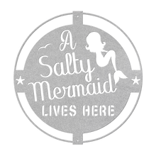 Load image into Gallery viewer, A_Salty_Mermaid_Metal_Sign_Silver_Transparent_Mockup.png
