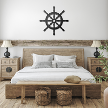 Load image into Gallery viewer, Ahoy_Metal_Sign_Black_Farmhouse_Bedroom_Mockup.png