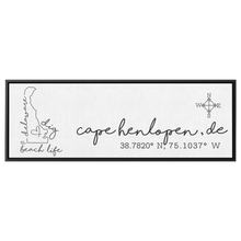 Load image into Gallery viewer, Cape_Henlopen_Canvas_Sign_Framed_Canvas_H_Panoramic_Main_Mockup.png