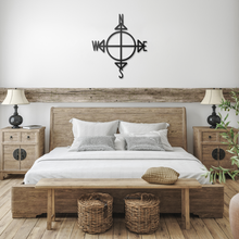 Load image into Gallery viewer, Compass_Metal_Sign_Black_Farmhouse_Bedroom_Mockup.png