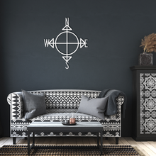 Load image into Gallery viewer, Compass_Metal_Sign_White_Dark_Living_Room_Mockup.png