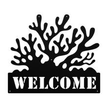 Load image into Gallery viewer, Coral_Welcome_Metal_Sign_Black_Transparent_Mockup.png