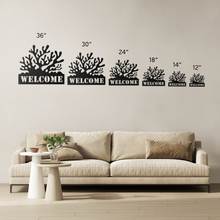 Load image into Gallery viewer, Coral_Welcome_Metal_Sign_Size_Options_Mockup.png