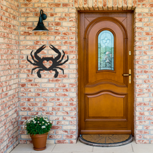 Load image into Gallery viewer, Crab_Love_Metal_Sign_Black_Brick_Entrance_Mockup.png
