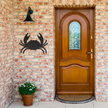 Load image into Gallery viewer, Crab_Metal_Sign_Black_Brick_Entrance_Mockup.png