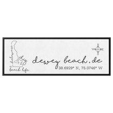 Load image into Gallery viewer, Dewey_Beach_Wall_Sign_Framed_Canvas_H_Panoramic_Main_Mockup.png