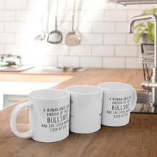 Load image into Gallery viewer, Enough_Bullshit_20_oz_Mug_Line_Angle_Mockup.png