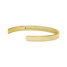 Load image into Gallery viewer, Horseshoe_Crab_Cuff_Bracelet_Gold_Transparent_05_Mockup.png
