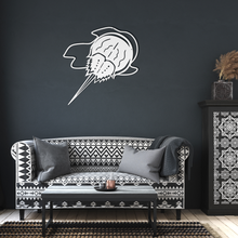 Load image into Gallery viewer, Horseshoe_Crab_Metal_Wall_Art_White_Dark_Living_Room_Mockup.png