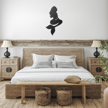 Load image into Gallery viewer, Mermaid_Metal_Sign_Black_Farmhouse_Bedroom_Mockup.png
