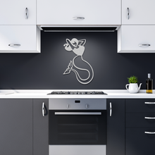 Load image into Gallery viewer, Mermaid_Metal_Sign_Silver_Dark_Kitchen_Mockup.png