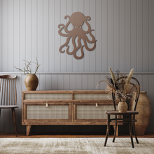 Load image into Gallery viewer, Octopus_Metal_Sign_Copper_Rustic_Hallway_Mockup.png