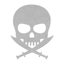 Load image into Gallery viewer, Pirate_Metal_Sign_Silver_Transparent_Mockup.png