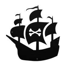 Load image into Gallery viewer, Pirate_Ship_Metal_Sign_Black_Transparent_Mockup.png