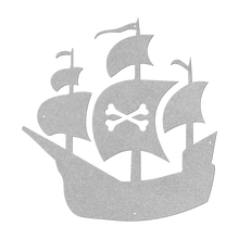 Load image into Gallery viewer, Pirate_Ship_Metal_Sign_Silver_Transparent_Mockup.png