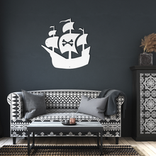 Load image into Gallery viewer, Pirate_Ship_Metal_Sign_White_Dark_Living_Room_Mockup.png