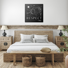 Load image into Gallery viewer, Respect_Horseshoe_Crab_Metal_Sign_Black_Farmhouse_Bedroom_Mockup.png