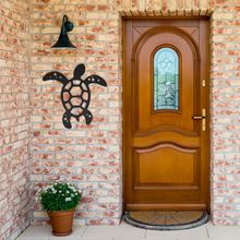 Load image into Gallery viewer, Sea_Turtle_Metal_Sign_Black_Brick_Entrance_Mockup.png