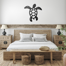 Load image into Gallery viewer, Sea_Turtle_Metal_Sign_Black_Farmhouse_Bedroom_Mockup.png