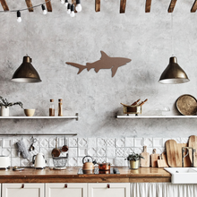 Load image into Gallery viewer, Shark_Metal_Sign_Copper_Rustic_Kitchen_Mockup.png