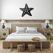 Load image into Gallery viewer, Starfish_Metal_Sign_Black_Farmhouse_Bedroom_Mockup.png