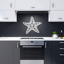 Load image into Gallery viewer, Starfish_Metal_Sign_Silver_Dark_Kitchen_Mockup.png