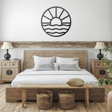 Load image into Gallery viewer, Sun_Metal_Sign_Black_Farmhouse_Bedroom_Mockup.png