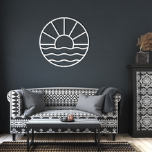 Load image into Gallery viewer, Sun_Metal_Sign_White_Dark_Living_Room_Mockup.png