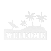 Load image into Gallery viewer, Surf_Welcome_Metal_Sign_White_Transparent_Mockup.png