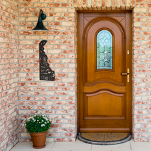 Load image into Gallery viewer, We_Love_Delaware_Metal_Sign_Black_Brick_Entrance_Mockup.png