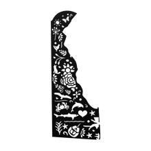 Load image into Gallery viewer, We_Love_Delaware_Metal_Sign_Black_Transparent_Mockup.png