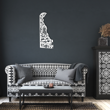 Load image into Gallery viewer, We_Love_Delaware_Metal_Sign_White_Dark_Living_Room_Mockup.png