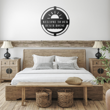Load image into Gallery viewer, Welcome_To_Beach_House_Black_Farmhouse_Bedroom_Mockup.png