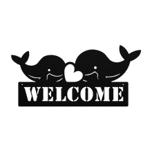 Load image into Gallery viewer, Whale_Welcome_Metal_Sign_Black_Transparent_Mockup.png