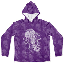 Load image into Gallery viewer, Let’s Beach It Sea Life Collection Unisex Long Sleeve Performance Hoodie (Jellyfish)