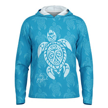 Load image into Gallery viewer, Let’s Beach It Sea Life Collection Unisex Long Sleeve Performance Hoodie (Sea Turtle)