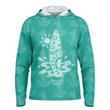 Load image into Gallery viewer, Let’s Beach It Sea Life Collection Unisex Long Sleeve Performance Hoodie (Surf On)