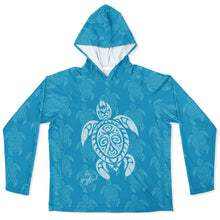 Load image into Gallery viewer, Let’s Beach It Sea Life Collection Unisex Long Sleeve Performance Hoodie (Sea Turtle)