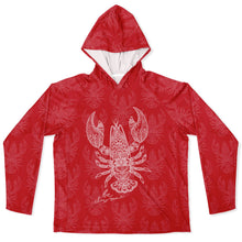 Load image into Gallery viewer, Let’s Beach It Sea Life Collection Unisex Long Sleeve Performance Hoodie (Lobster)