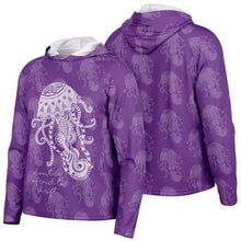 Load image into Gallery viewer, Let’s Beach It Sea Life Collection Unisex Long Sleeve Performance Hoodie (Jellyfish)
