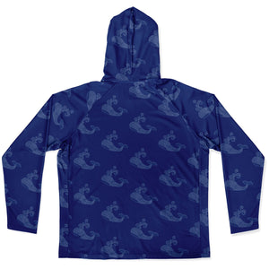 Let’s Beach It Sea Life Collection Unisex Long Sleeve Performance Hoodie (Whale)