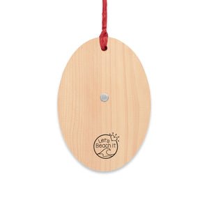 Delaware Beach 4 Life Wooden Ornaments (Magnetic Back and Red Ribbon)